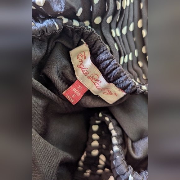 English Laundry Black White Polka Dot Pleated Lined Skirt XL EUC - Picture 2 of 5